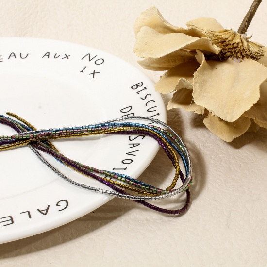 Immagine di 1 Filo Ematite ( Naturale ) Perline per la Creazione di Gioielli con Ciondoli Fai-da-te Cilindrico Multicolore Come 2mm x 2mm