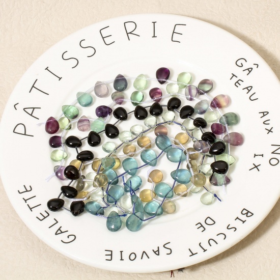 Immagine di 1 Filo (Grado A) Fluorite ( Naturale ) Perline per la Creazione di Gioielli con Ciondoli Fai-da-te Goccia Multicolore