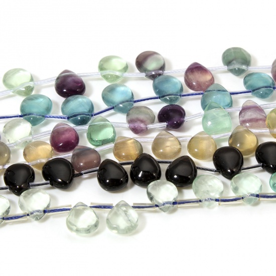 Immagine di 1 Filo (Grado A) Fluorite ( Naturale ) Perline per la Creazione di Gioielli con Ciondoli Fai-da-te Goccia Multicolore