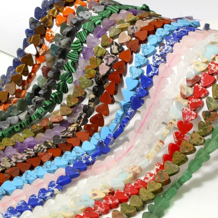 (Grade A) Gemstone ( Natural ) Loose Beads For DIY Jewelry Making Heart Multicolor About 7mm x 6mm