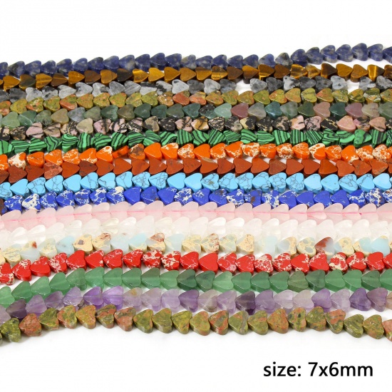 Immagine di 1 Filo (Grado A) Gemma ( Naturale ) Perline per la Creazione di Gioielli con Ciondoli Fai-da-te Multicolore Cuore 7mm x 6mm