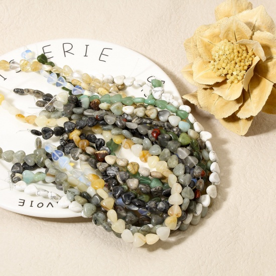 Immagine di 1 Filo (Grado A) Gemma ( Naturale ) Perline per la Creazione di Gioielli con Ciondoli Fai-da-te Multicolore Cuore 11mm x 10mm