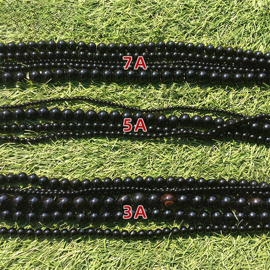 Immagine di 1 Filo (Grado 3A) Agata ( Naturale ) Perline per la Creazione di Gioielli con Ciondoli Fai-da-te Tondo Nero