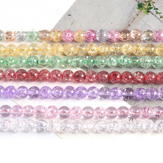 Изображение 1 Strand Crystal ( Synthetic ) Beads For DIY Charm Jewelry Making Round Crackle