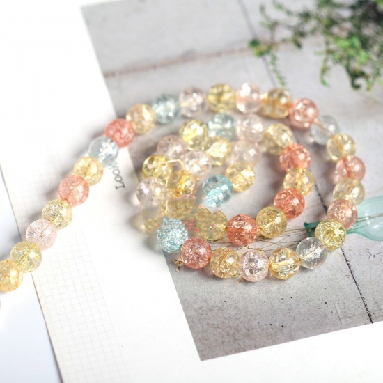1 Strand Crystal ( Synthetic ) Beads For DIY Charm Jewelry Making Round Crackle の画像