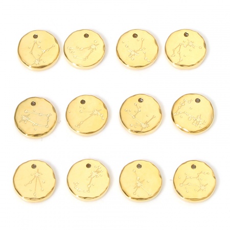 1 Stück Umweltfreundliche Vakuumbeschichtung 304 Edelstahl Stilvoll Charms Rund Vergoldet Sternbild
