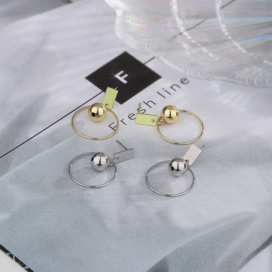 Picture of Brass Stylish Earrings Multicolor Ball Circle Ring