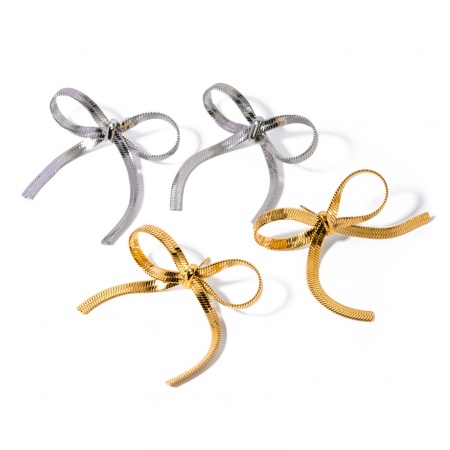 Hypoallergenic Stylish Ins Style Real Gold Plated 304 Stainless Steel Bowknot Ear Post Stud Earrings For Women Party