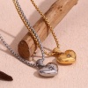 Imagen de 1 Unidad Enchapado al Vacío Ecológico Retro día de San Valentín Oro Real Chapado 316 Acero Inoxidable Link Curb Chain Corazón Estrella Collar con Colgante Para Mujeres Día de San Valentín