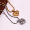 Imagen de 1 Unidad Enchapado al Vacío Ecológico Retro día de San Valentín Oro Real Chapado 316 Acero Inoxidable Link Curb Chain Corazón Estrella Collar con Colgante Para Mujeres Día de San Valentín