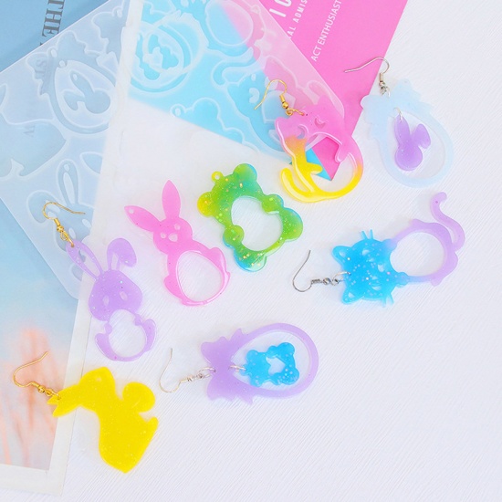 Image de 1 Piece Silicone Easter Day Resin Mold For Keychain Necklace Earring Pendant Jewelry DIY Making White