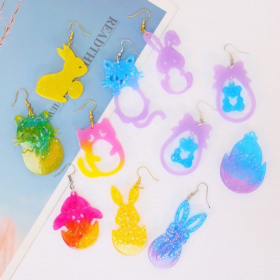 Image de 1 Piece Silicone Easter Day Resin Mold For Keychain Necklace Earring Pendant Jewelry DIY Making White