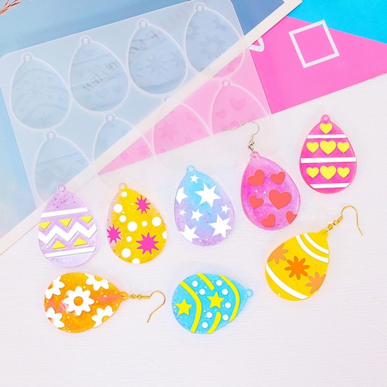 Immagine di 1 Piece Silicone Easter Day Resin Mold For Keychain Necklace Earring Pendant Jewelry DIY Making White