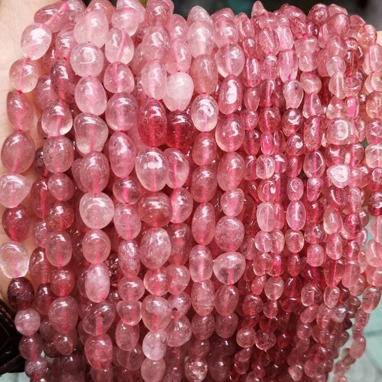 1 Strand Strawberry Quartz ( Natural ) Beads For DIY Charm Jewelry Making Irregular の画像