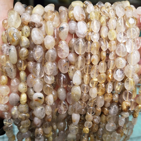 Immagine di 1 Filo Quarzo Rutilato ( Naturale ) Perline per la Creazione di Gioielli con Ciondoli Fai-da-te Irregolare