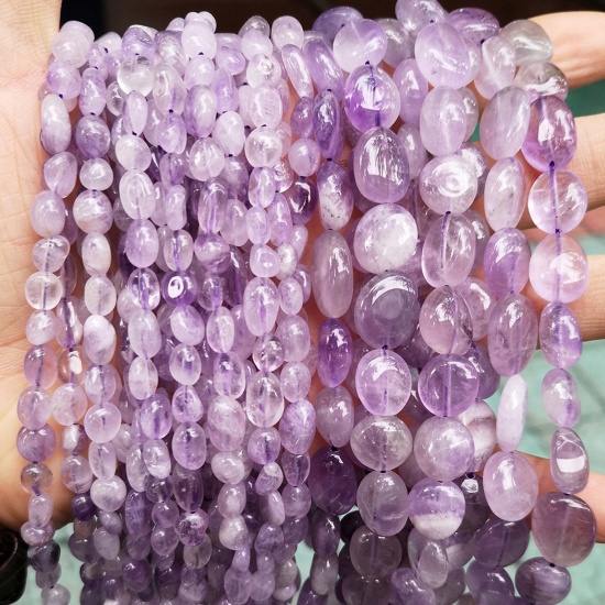 Immagine di 1 Filo Giada ( Naturale ) Perline per la Creazione di Gioielli con Ciondoli Fai-da-te Irregolare Colore Viola