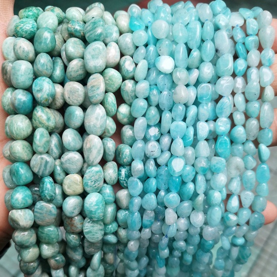 Picture of Amazonite ( Natural Dyed ) Beads For DIY Charm Jewelry Making Irregular Lake Blue