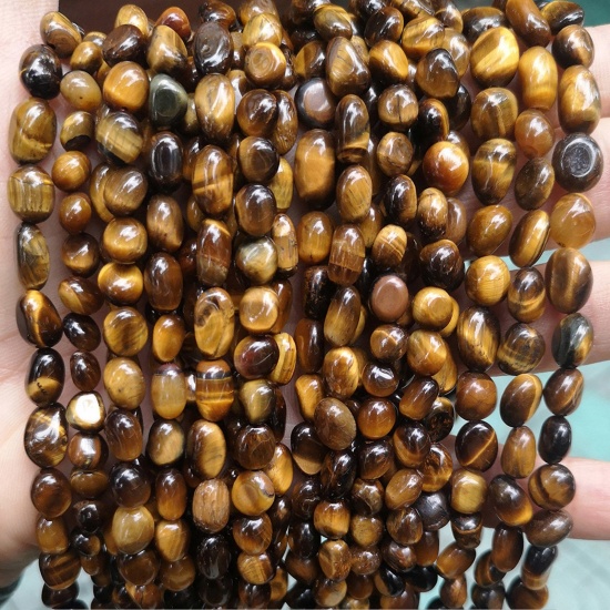 Picture of Tiger's Eyes ( Natural ) Loose Beads For DIY Charm Jewelry Making Irregular Yellow