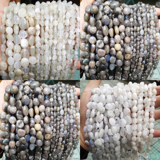 Immagine di 1 Filo Pietra di Luna ( Naturale ) Perline per la Creazione di Gioielli con Ciondoli Fai-da-te Irregolare