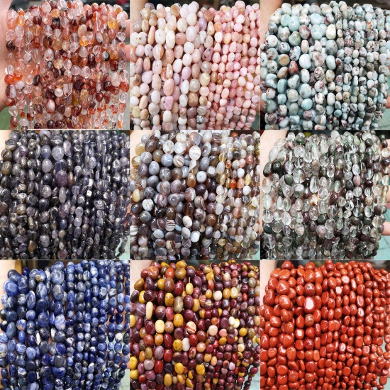 Picture of 1 Strand (Approx 45 PCs/Strand) Gemstone ( Natural ) Loose Beads For DIY Charm Jewelry Making Irregular About 6mm-8mm Dia.