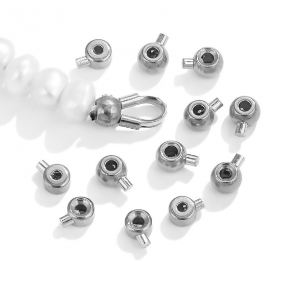 Immagine di 5 Pz 304 Acciaio Inossidabile Fermagli Per Perle Per Fine Braccialetto Collana Accessori Per La Realizzazione Di Gioielli Tondo Piatto