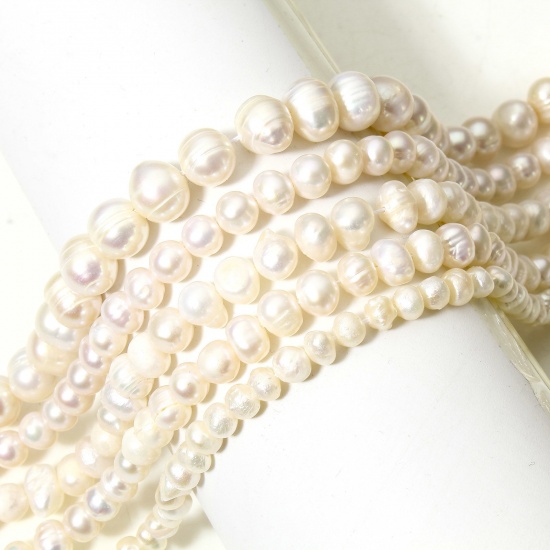 Picture of (Grade B) Natural Freshwater Cultured Pearl Baroque Beads For DIY Charm Jewelry Making Irregular Creamy-White
