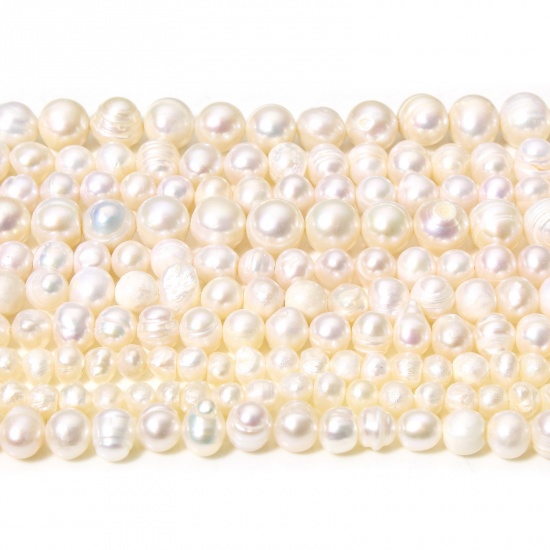 Image de 1 Enfilade (Classement B) ( Naturel ) Perles pour DIY Fabrication de Bijoux de Pendentife Baroque en Perles de Culture d'Eau Douce Irrégulier Crème