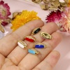 Picture of Brass Connectors Charms Pendants Cowrie Monetaria Caputserpentis Shell 18K Real Gold Plated Multicolor Enamel Clear Cubic Zirconia 15mm x 7mm