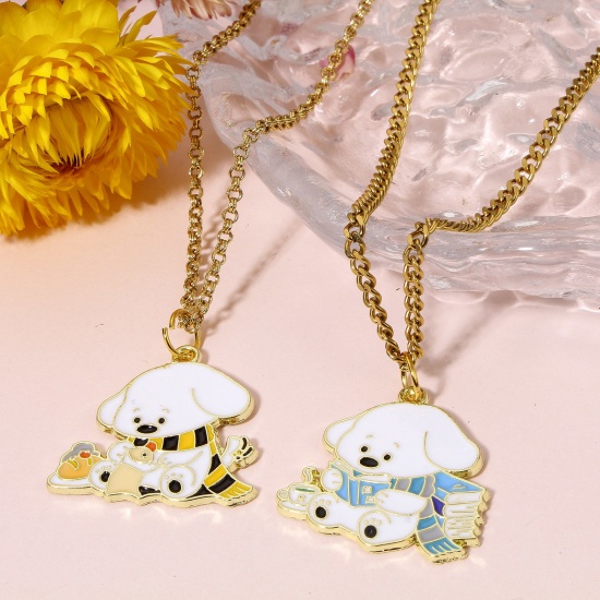 Picture of Zinc Based Alloy Charms Gold Plated Multicolor Dog Animal Enamel