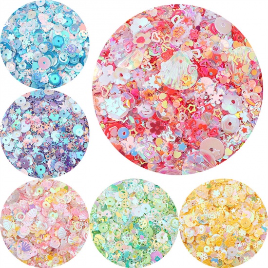 1 Packet PET Sequins Paillettes Sewing Clothes Decoration Nail Material DIY  Accessory At Random Mixed Multicolor の画像