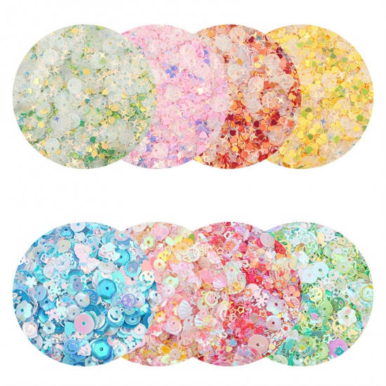 1 Packet PET Sequins Paillettes Sewing Clothes Decoration Nail Material DIY  Accessory At Random Mixed Multicolor の画像