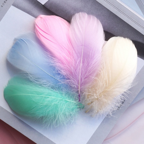 100 PCs 6-12cm Natural Dyed Goose Feather DIY Handmade Craft Materials Accessories Multicolor の画像