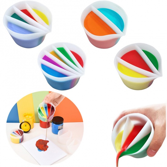 Picture of Silicone Distributing Cup Liquid Pigment Color Mixing For DIY Epoxy Resin Crafts Making Tools White 9cm x 7.9cm