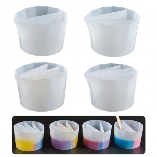 Изображение 1 Piece  Silicone Distributing Cup Liquid Pigment Resin Color Mixing Cup Resin Cup for DIY Epoxy Resin Crafts Making Tools White 9cm x 7.9cm
