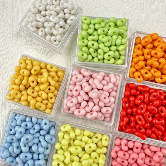 Image de 10 Grammes Perles de Rocailles de Cacahuètes en Acrylique Cacahuète Multicolore Env. 6.5mm x 4mm