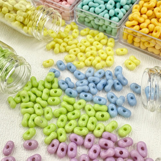 Picture of Acrylic Farfalle Seed Beads Peanut Multicolor About 6.5mm x 4mm
