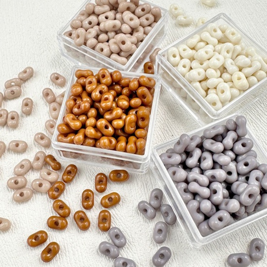 Image de 10 Grammes Perles de Rocailles de Cacahuètes en Acrylique Cacahuète Multicolore Env. 6.5mm x 4mm