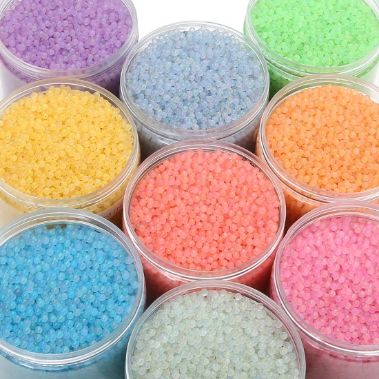 Picture of Glow In The Dark Glass Seed Beads Round Multicolor Bubble No Hole