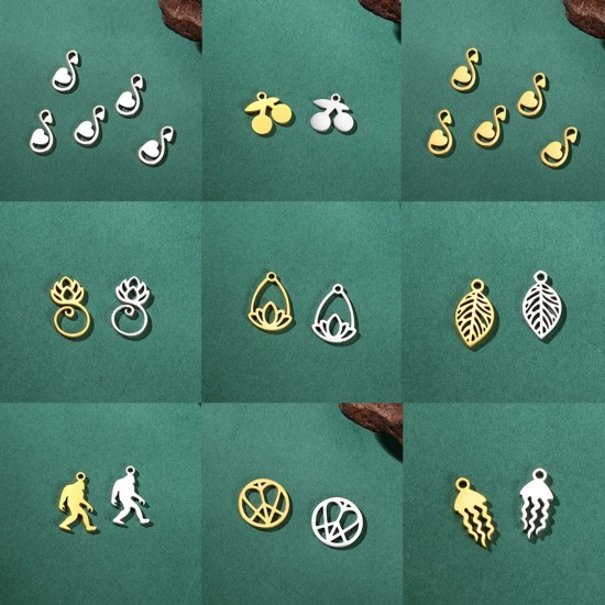Picture of 304 Stainless Steel Mini Charms Gold Plated Hollow