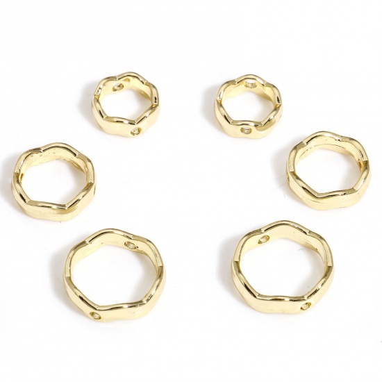 Picture of Brass Beads Frames Round Wave 14K Real Gold Plated