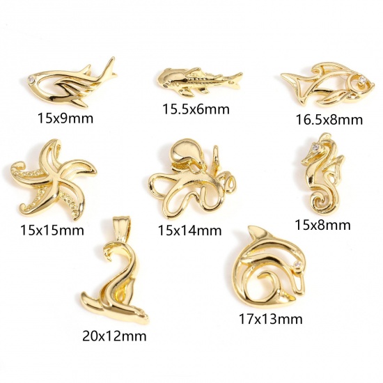 Picture of Brass Ocean Jewelry Charms 14K Real Gold Plated Hollow