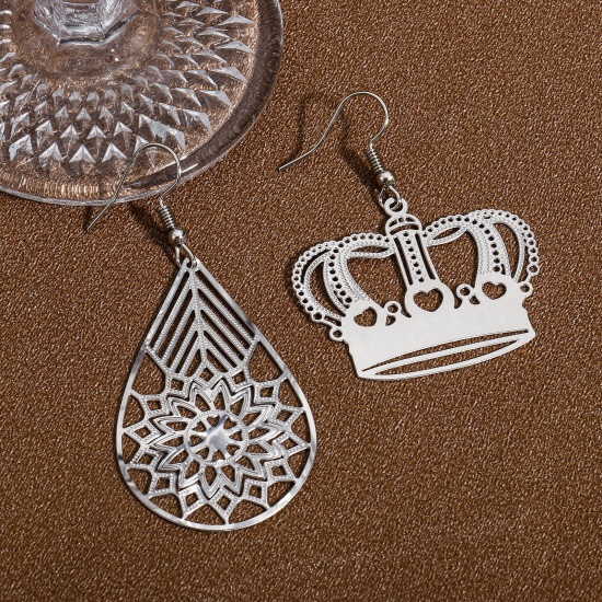 Immagine di 5 Pz 304 Acciaio Inossidabile Charms Tono Argento Filigrana Filigree Stamping