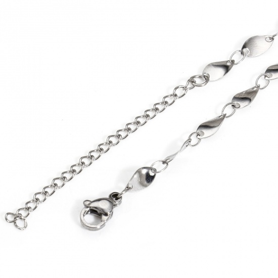 Picture of 304 Stainless Steel Twist Chain Anklet Silver Tone With Lobster Claw Clasp And Extender Chain