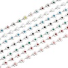 Picture of 304 Stainless Steel Handmade Link Chain Anklet Silver Tone Enamel Flower 25cm(9 7/8") long
