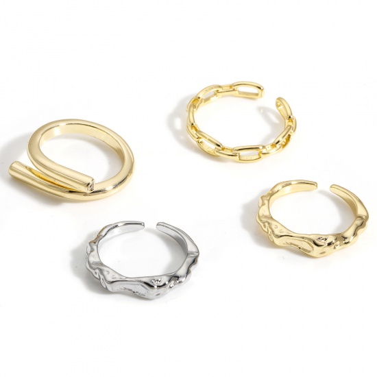 Picture of Eco-friendly Vacuum Plating Simple & Casual Geometric Real Gold Plated Copper Open Adjustable Rings Unisex Party