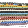 Bild von 1 Strang (Klasse A) Lavagestein （ Natur/Gefärbt ） Perlen für die DIY-Schmuckherstellung Flachrund ca. 14.5mm D.