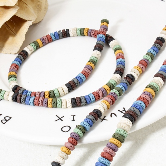 Immagine di 1 Filo (Grado A) Pietra Lavica ( Naturale/Tintura ) Perline per la Creazione di Gioielli con Ciondoli Fai-da-te A Colori Misti Casuali