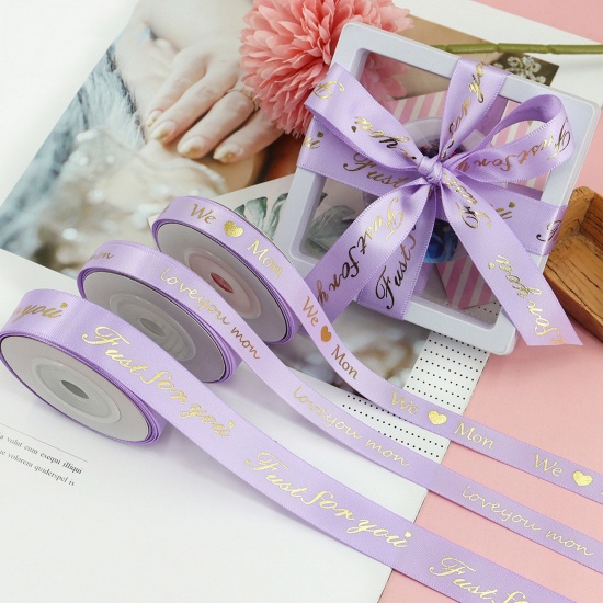 Bild von 1 Roll (Approx 5 Yards/Roll) Polyester Mother's Day Ribbon DIY Wedding Party Gift Wrapping Sewing Craft Decoration Multicolor