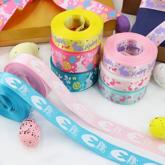 Bild von 1 Roll Polyester Easter Day Ribbon DIY Wedding Party Gift Wrapping Sewing Craft Decoration Multicolor 1.6cm