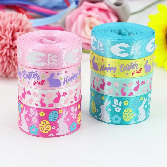 Bild von 1 Roll Polyester Easter Day Ribbon DIY Wedding Party Gift Wrapping Sewing Craft Decoration Multicolor 1.6cm